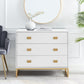 Sarantino Amara Chest of Drawers Tallboy Dresser in White/Gold