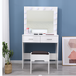 Fidel Vanity Set with Cushioned Stool and Lighted Mirror- White