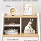 Compact Nightstand Wooden Legs Open Shelves Side Compartment White Wood Design