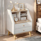 Two-Tone Nightstand Wooden Legs Compartment Storage Drawers White Wood Design