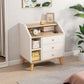 2x bedside table set wood grain drawers curved design bedroom furniture