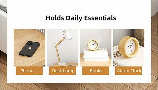 Modern Nightstand Warm White Double Drawer Finger Pull Geometric Clean Lines
