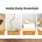 Modern Nightstand Oak Wood Grain Top White Cabinet Open Shelf Finger Pull