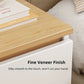 Modern Nightstand Oak Wood Grain Top White Cabinet Open Shelf Finger Pull