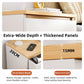 Modern Nightstand Oak Wood Grain Top White Cabinet Open Shelf Finger Pull