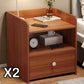 2x bedside table set vintage walnut tray drawer wooden nightstand pair