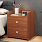 Classic Nightstand Walnut Wood Grain Double Drawer Tray Top White Handles