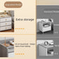 2x bedside table set 3 drawer light gray white wooden knobs bedroom furniture