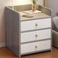 2x bedside table set 3 drawer light gray white wooden knobs bedroom furniture