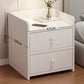 Minimalist Nightstand White Double Drawer Safety Tray Design Wooden Handles