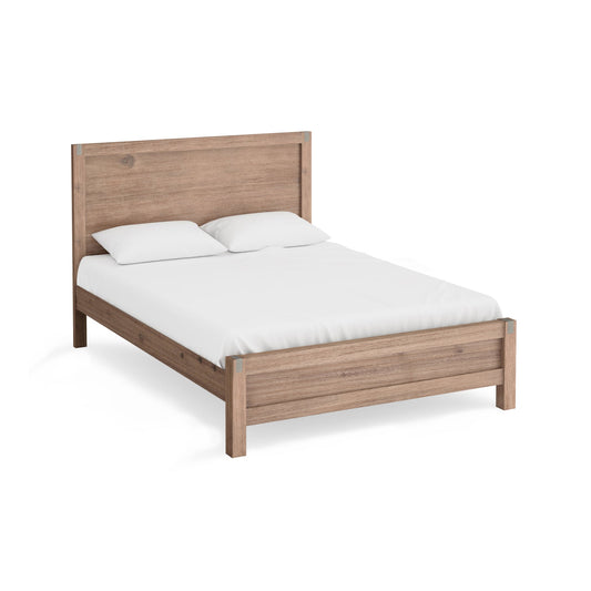 4 Pieces Bedroom Suite in Solid Wood Veneered Acacia Construction Timber Slat King Size Chocolate Colour Bed, Bedside Table & Dresser
