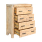 4 Pieces Bedroom Suite in Solid Wood Veneered Acacia Construction Timber Slat King Single Size Oak Colour Bed, Bedside Table & Tallboy