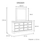 4 Pieces Bedroom Suite in Solid Wood & MDF Queen Size Grey Colour Bed, Bedside Table & Dresser