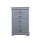 5 Pieces Bedroom Suite in Solid Wood & MDF Queen Size Grey Colour Bed, Bedside Table, Dresser & Tallboy