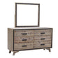 4 Pieces Bedroom Suite Queen Size Silver Brush in Acacia Wood Construction Bed, Bedside Table & Tallboy