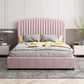 NNEDSZ Camelia Queen Size Bed Frame Pink Velvet Upholstery High Headboard Quality Slats Metal Structure