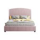 NNEDSZ Camelia Queen Size Bed Frame Pink Velvet Upholstery High Headboard Quality Slats Metal Structure