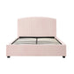 NNEDSZ Camelia Queen Size Bed Frame Pink Velvet Upholstery High Headboard Quality Slats Metal Structure