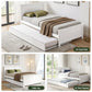 Artiss Single Bed Frame with Trundle Solid Wood Toddler Bunk Bed with Headboard White