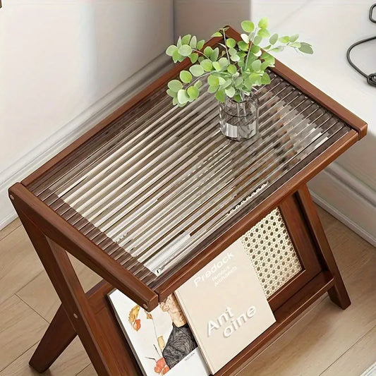 Mini Bedside Table - Sleek Tempered Glass Top-2